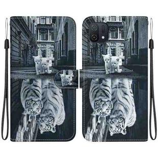 For OPPO A16K Crystal Texture Colored Drawing Leather Phone Case(Cat Tiger Reflection)