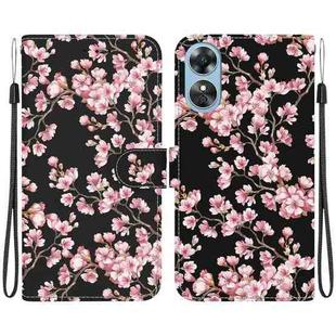 For OPPO A17 / A17K Crystal Texture Colored Drawing Leather Phone Case(Plum Bossom)