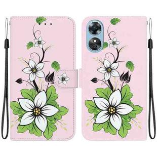 For OPPO A17 / A17K Crystal Texture Colored Drawing Leather Phone Case(Lily)