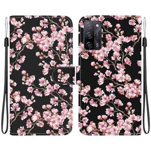 For OPPO A55 5G / A55s 5G Crystal Texture Colored Drawing Leather Phone Case(Plum Bossom)
