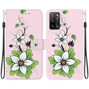 For OPPO A55 5G / A55s 5G Crystal Texture Colored Drawing Leather Phone Case(Lily)