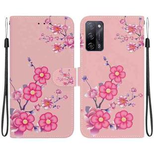 For OPPO A55 5G / A55s 5G Crystal Texture Colored Drawing Leather Phone Case(Cherry Blossoms)