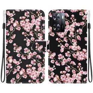 For OPPO A57 5G / A57s 4G Crystal Texture Colored Drawing Leather Phone Case(Plum Bossom)