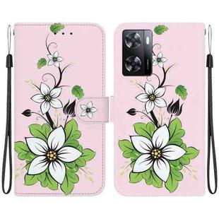 For OPPO A57 5G / A57s 4G Crystal Texture Colored Drawing Leather Phone Case(Lily)