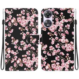 For OPPO A58 4G Crystal Texture Colored Drawing Leather Phone Case(Plum Bossom)