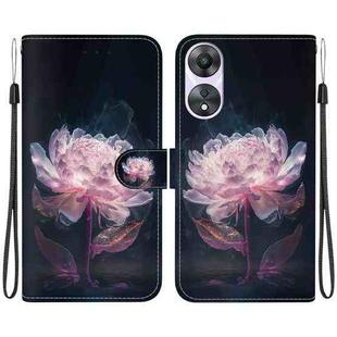 For OPPO A58 5G / A78 5G Crystal Texture Colored Drawing Leather Phone Case(Purple Peony)