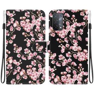 For OPPO A74 5G / A93 5G / A54 5G Crystal Texture Colored Drawing Leather Phone Case(Plum Bossom)