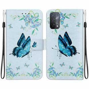 For OPPO A74 5G / A93 5G / A54 5G Crystal Texture Colored Drawing Leather Phone Case(Blue Pansies)