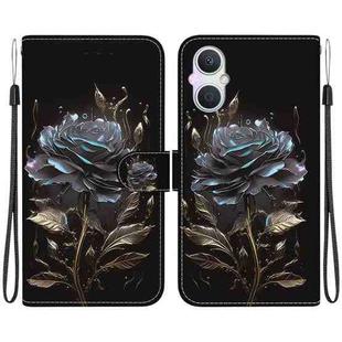 For OPPO A96 5G / Reno7 Z 5G Crystal Texture Colored Drawing Leather Phone Case(Black Rose)