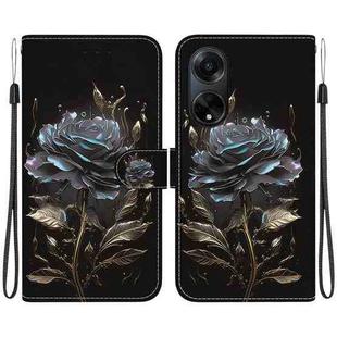 For OPPO A98 5G / F23 5G Indian Crystal Texture Colored Drawing Leather Phone Case(Black Rose)