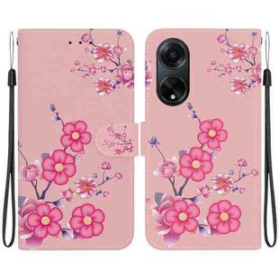 For OPPO A98 5G / F23 5G Indian Crystal Texture Colored Drawing Leather Phone Case(Cherry Blossoms)