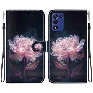 For OPPO K9s 5G Crystal Texture Colored Drawing Leather Phone Case(Purple Peony)