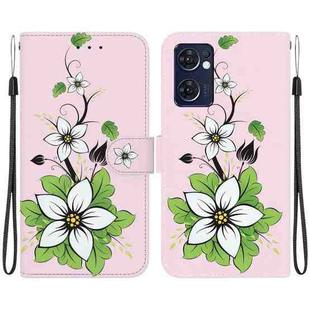 For OPPO Reno7 5G Global Crystal Texture Colored Drawing Leather Phone Case(Lily)