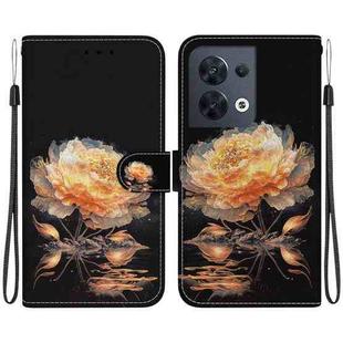 For OPPO Reno8 5G Crystal Texture Colored Drawing Leather Phone Case(Gold Peony)