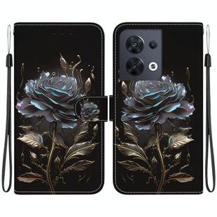 For OPPO Reno8 5G Crystal Texture Colored Drawing Leather Phone Case(Black Rose)