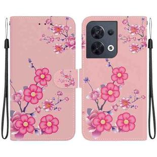 For OPPO Reno8 5G Crystal Texture Colored Drawing Leather Phone Case(Cherry Blossoms)