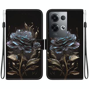 For OPPO Reno8 Pro 5G Crystal Texture Colored Drawing Leather Phone Case(Black Rose)