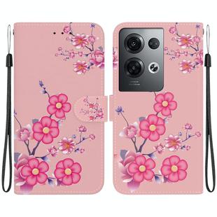 For OPPO Reno8 Pro 5G Crystal Texture Colored Drawing Leather Phone Case(Cherry Blossoms)