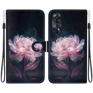 For OPPO Reno8 T 4G Crystal Texture Colored Drawing Leather Phone Case(Purple Peony)