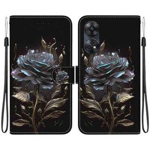 For OPPO Reno8 T 4G Crystal Texture Colored Drawing Leather Phone Case(Black Rose)