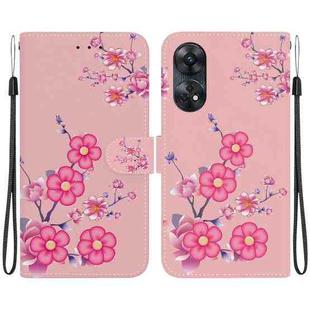 For OPPO Reno8 T 4G Crystal Texture Colored Drawing Leather Phone Case(Cherry Blossoms)
