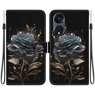 For OPPO Reno8 T 5G / A1 Pro 5G Crystal Texture Colored Drawing Leather Phone Case(Black Rose)