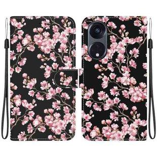 For OPPO Reno8 T 5G / A1 Pro 5G Crystal Texture Colored Drawing Leather Phone Case(Plum Bossom)