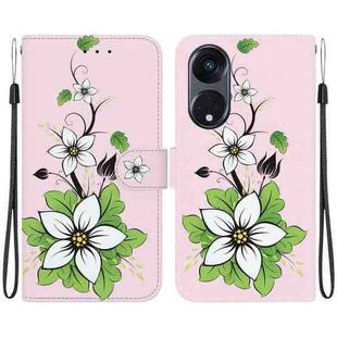 For OPPO Reno8 T 5G / A1 Pro 5G Crystal Texture Colored Drawing Leather Phone Case(Lily)
