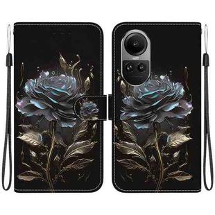 For OPPO Reno10 5G Crystal Texture Colored Drawing Leather Phone Case(Black Rose)