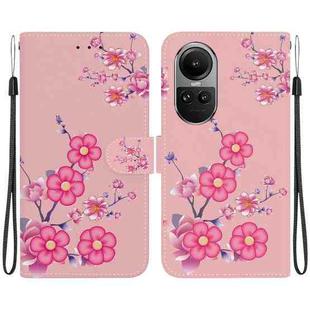 For OPPO Reno10 5G Crystal Texture Colored Drawing Leather Phone Case(Cherry Blossoms)