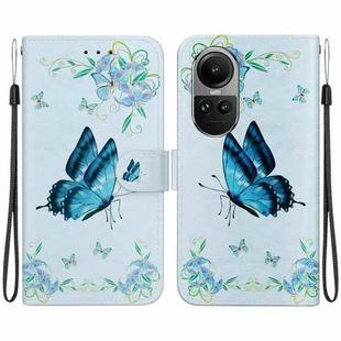 For OPPO Reno10 5G Crystal Texture Colored Drawing Leather Phone Case(Blue Pansies)