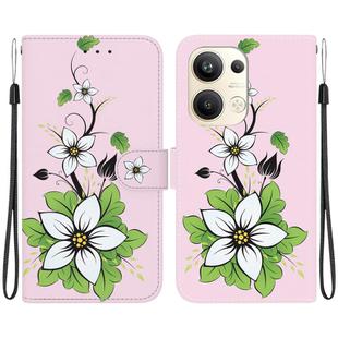For OPPO Reno9 Pro+ Crystal Texture Colored Drawing Leather Phone Case(Lily)