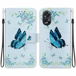 For OPPO A38 4G / A18 Crystal Texture Colored Drawing Leather Phone Case(Blue Pansies)