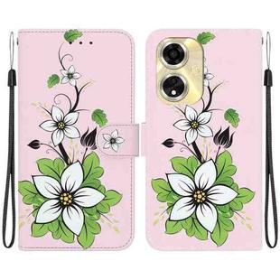 For OPPO A59 5G / A2M Crystal Texture Colored Drawing Leather Phone Case(Lily)