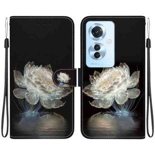 For OPPO Reno11 F Global Crystal Texture Colored Drawing Leather Phone Case(Crystal Peony)