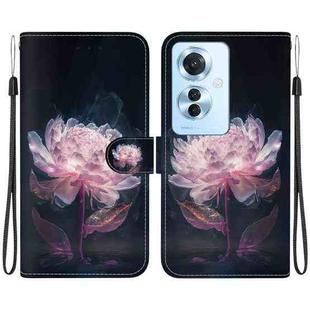 For OPPO F25 Pro 5G Global Crystal Texture Colored Drawing Leather Phone Case(Purple Peony)