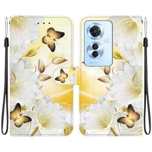 For OPPO F25 Pro 5G Global Crystal Texture Colored Drawing Leather Phone Case(Gold Butterfly Epiphyllum)