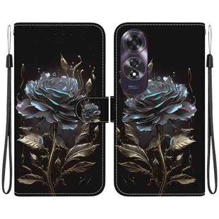 For OPPO A60 4G Crystal Texture Colored Drawing Leather Phone Case(Black Rose)