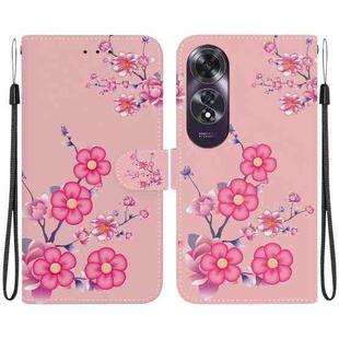 For OPPO A60 4G Crystal Texture Colored Drawing Leather Phone Case(Cherry Blossoms)