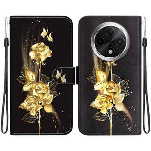 For OPPO A3 Pro 5G Crystal Texture Colored Drawing Leather Phone Case(Gold Butterfly Rose)