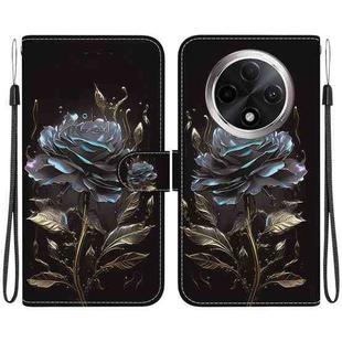 For OPPO A3 Pro 5G Crystal Texture Colored Drawing Leather Phone Case(Black Rose)