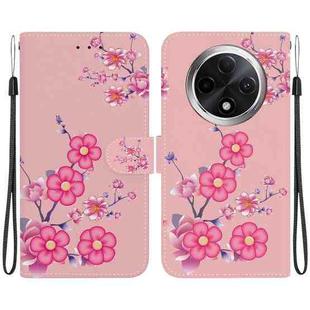 For OPPO A3 Pro 5G Crystal Texture Colored Drawing Leather Phone Case(Cherry Blossoms)