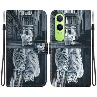 For OPPO K12x Crystal Texture Colored Drawing Leather Phone Case(Cat Tiger Reflection)