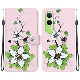 For OPPO K12x Crystal Texture Colored Drawing Leather Phone Case(Lily)