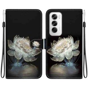 For OPPO Reno12 5G Global Crystal Texture Colored Drawing Leather Phone Case(Crystal Peony)