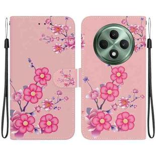 For OPPO Reno12 F 5G Crystal Texture Colored Drawing Leather Phone Case(Cherry Blossoms)