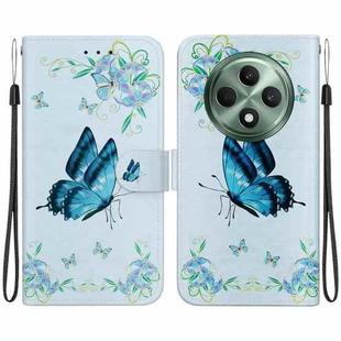 For OPPO Reno12 F 5G Crystal Texture Colored Drawing Leather Phone Case(Blue Pansies)