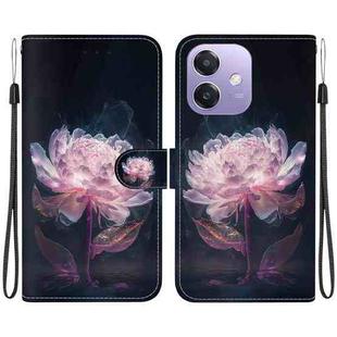 For OPPO A5x 5G / A3 4G / 5G / A3x 4G / 5G Crystal Texture Colored Drawing Leather Phone Case(Purple Peony)