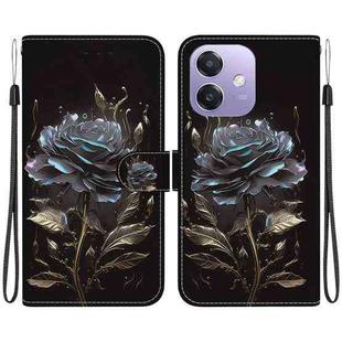 For OPPO A5x 5G / A3 4G / 5G / A3x 4G / 5G Crystal Texture Colored Drawing Leather Phone Case(Black Rose)