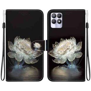 For Realme 8i Crystal Texture Colored Drawing Leather Phone Case(Crystal Peony)